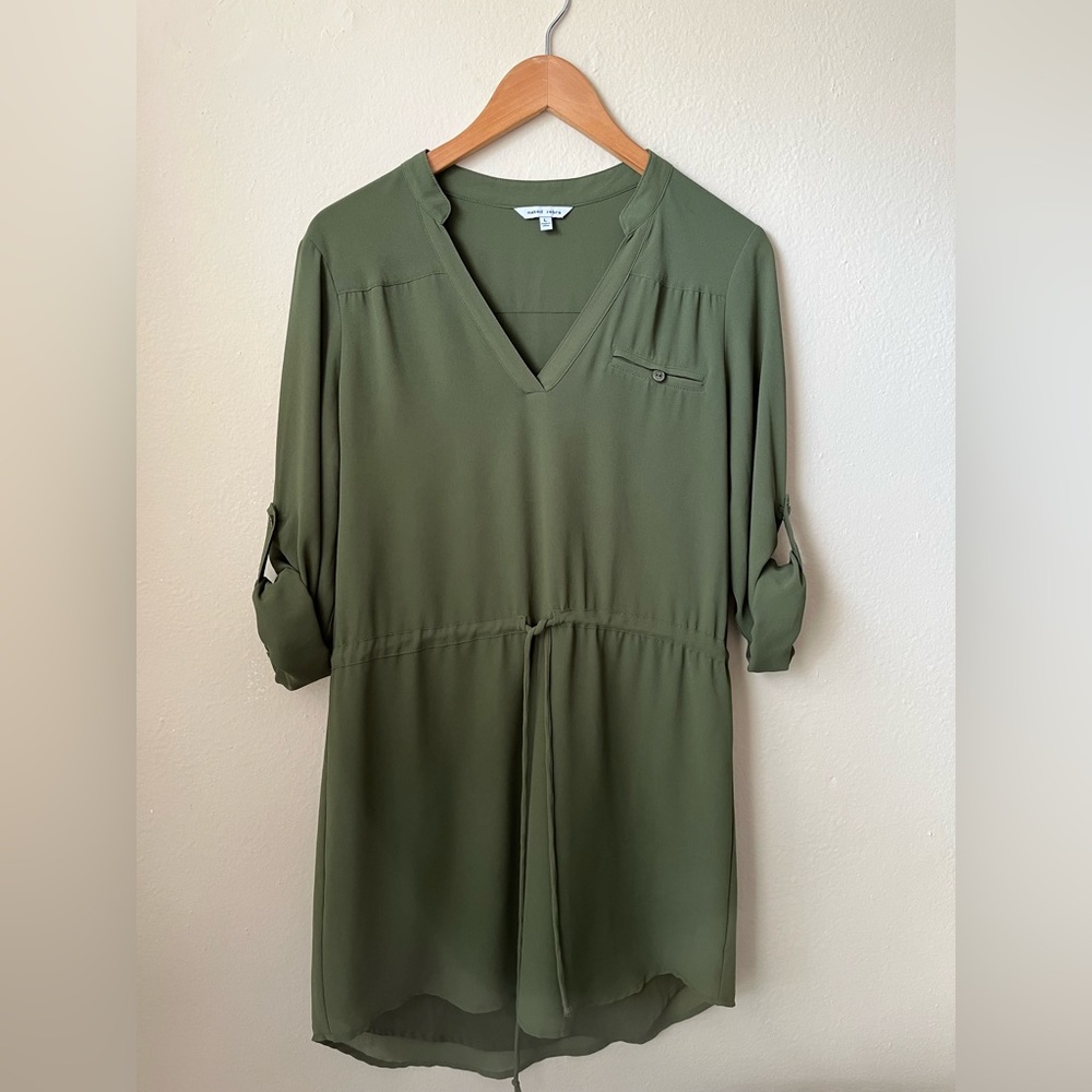 naked zebra brand forest green drawstring dress